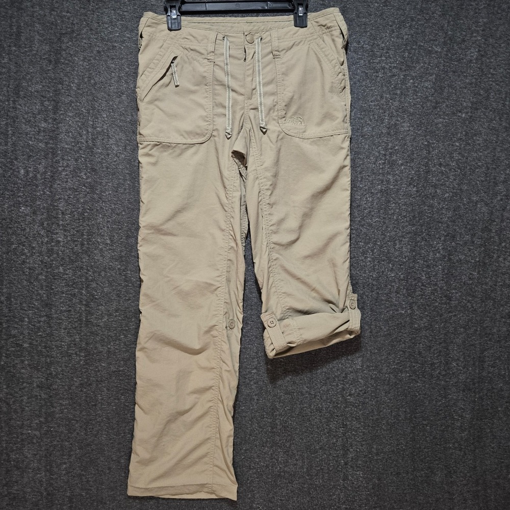 The North Face Pants Womens 8 Beige Roll‎ Up Cargo Hiking Nylon Drawstring
